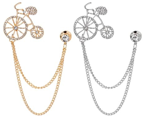DRESSOOS Set 2pezzi Spille Bici in Ferro Strass Imitazione Diamante, Spilla Diamante per Abbigliamento, Accessori Moda Eleganti e Dettagli Raffinati per Borse e Zaini