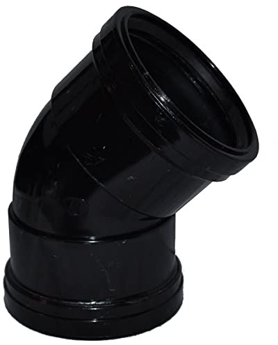 Double Socket Pushfit Soil Pipe 45 Degree Bend - Black