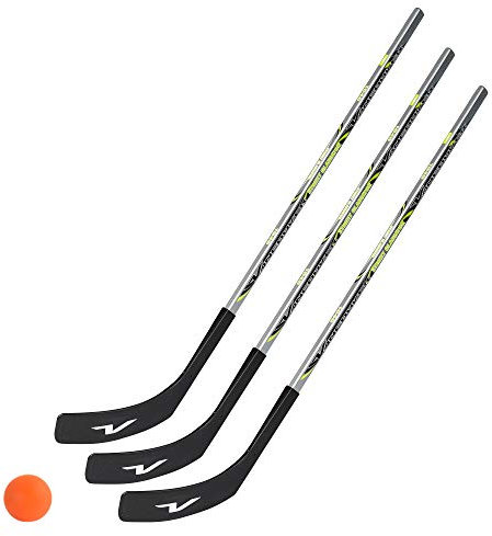 Vancouver 3 x Streethockeyschläger 100 cm, Kids Plus 1 Hockey-Ball (2 x Links- 1 x Rechtsschuss)