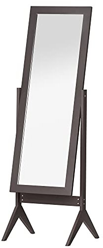 HOMCOM Specchio a stelo Specchio a figura intera Specchio per il trucco Piedini rialzati MDF di facile manutenzione Caffè 47 x 46 x 148 cm