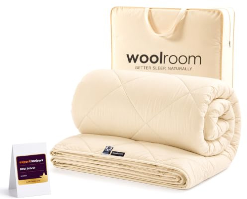 WOOLROOM Deluxe Washable Wool 3-in-1 Customisable Duvet Double 2-15 Tog - Natural Certified Anti Allergy Moisture Wicking - Organic Cotton Cover (200tc) - 30 Night Sleep Trial, W200 x L200