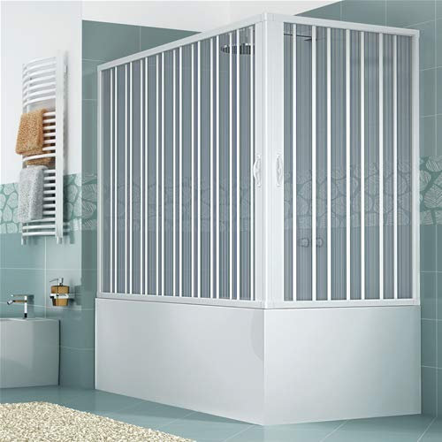 HD CASA Box Sopravasca a Soffietto Modello Anja, Apertura Angolare Reversibile, Pannelli in PVC Riducibili, Cabina Doccia Salvaspazio Made in Italy, arredo bagno, 70x150 cm