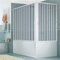 Box sopravasca 70x150h modello Anja doppia anta a soffietto con apertura angolare pannelli semitrasparenti profili di colore bianco
