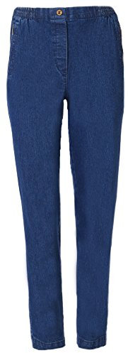 Eitex Seniorenmode24 Damen Jeans Seniorenjeans Schlupfhose mit Gummizug Kurzgröße ideal für pflegebedürftige Omas einfach anzuziehen und super pflegeleicht (40-42, Jeans blau)