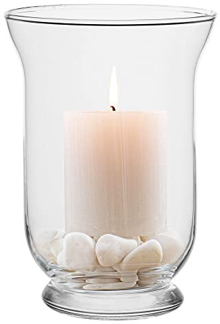 TREND FOR HOME Kerzenhalter Glas H: 19.5 cm Kerzenständer Hoch Windlicht Groß Blumenvase Gross Windlicht Hochzeit Kerzengläser Groß Stumpenkerzen Kerzenständer Klarglas | Ø 13.8 cm | Freesia