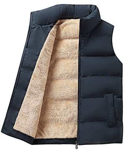 Hommes Gilet Agneau Cachemire Veste Hiver Chaud sans Manches Hommes Veste Gilet Décontracté Hommes Automne Épaissir Gilet Hommes Blue XL
