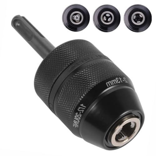 Treki Adaptateur Mandrin Perçage SDS 2-13mm Adaptateur de Mandrin sans Clé 1/2-20UNF Mandrin à Percussion à Changement Rapide Adaptateur de Perçage avec SDS Plus Convertisseur de Mandrin de Perceuse