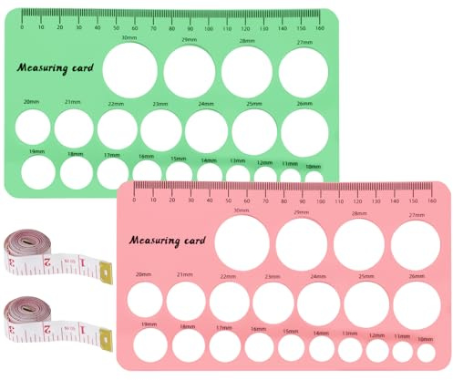 Nipple Ruler, 4 Pcs Nipple Rulers Set for Flange Sizing Measurement Tool, Silicone Soft Flange Size Measure for Nipples, Measuring Card Template for Breast Pump Size, New Mothers Musthaves, Pink/Green