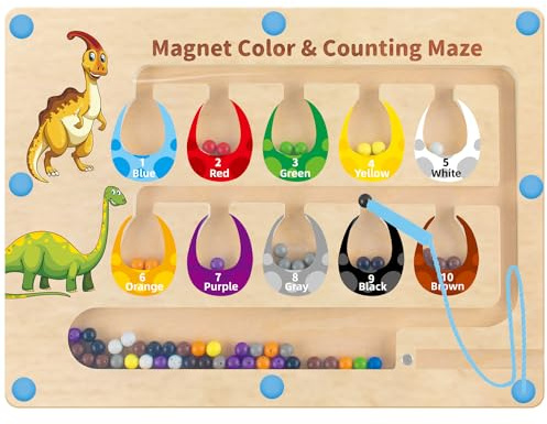 Montessori Toys for 3 Year Olds, Dinosaur Toys for Boys Toys for 3 4 5 Year Olds Boys & Girls Montessori Toddler & Baby Magnetic Color & Number Maze STEM Fine Motor Skills Birthday Gifts Christmas