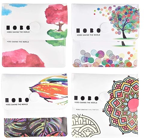 JINGIHE 4Pcs Portable Pocket Ashtray Pouch, Smell Proof Cigarette Butt Container, Cute Small Pocket Ashtray Bag, Reusable Fireproof PVC Pouches for Outdoor or Travel Use