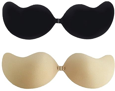 YEJAHY Paquete de 2 Sujetadores Invisibles Push up para Mujer, Sujetador Adhesivo Adhesivo Reutilizable sin Tirantes, para Boda, Fiesta, Vestido sin Espalda y Uso Diario (A)