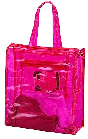 VaiKanhai Sac à main transparent fluo pour femme - Grande capacité - Sac de plage transparent - Sac de plage de voyage, Rose, Einheitsgröße