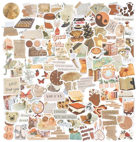 Jeffdad 100 Vintage Stickers, Beautiful Vinyl Waterproof Stickers for Water Bottle Laptop Scrapbook Notebook Skateboard Guitar