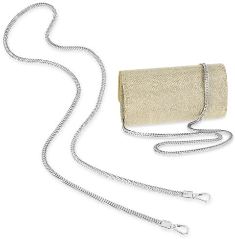 Jeffdad 120 cm Geldbörsen Kettenriemen, Taschenkette mit Metallschnallen Kette für Tasche Schulter Cross Body Sling Geldbörse Handtasche Ersatzzubehör (Silber)