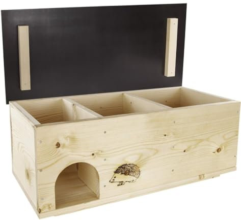 Holzdeko-Ma Igelhaus Igelhotel Igelhütte Futterhaus für Igel Igelfutterhaus Natur 2X wetterfest imprägniert (IN)