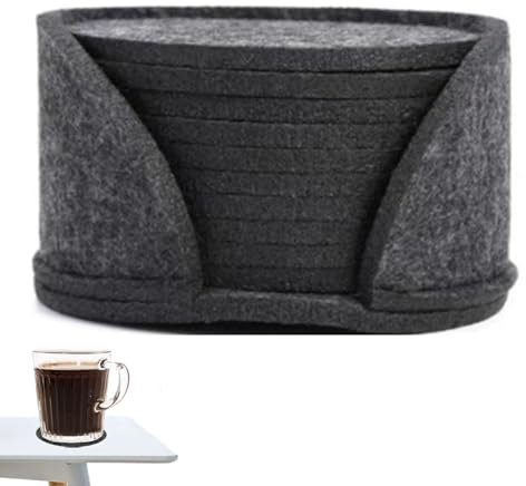 Filzuntersetzer Mit Halter, 10er-Set Aus Hochwertigem Filzuntersetzer, Tischuntersetzer Mit Halter, Saugfähiges Untersetzer-Set Aus Filz, rutschfest, Hitzebeständig, Rund, Für Die Inneneinrichtung