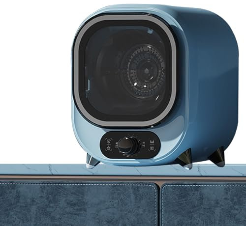 Piccola asciugatrice a tamburo, mini asciugatrice centrifuga, asciugatrice portatile silenziosa con potente turboventola, serratura magnetica della porta, asciugatrice da tavolo indipendente(Blue)