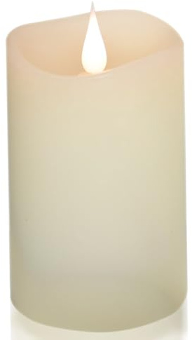 ENKINDDLE Flameless Candles with Timer, Real Wax Pillar Candle with 3D Moving Flame, Battery Operated Flickering Candle, Ivory 3x5, Table Centerpiece & Home Décor
