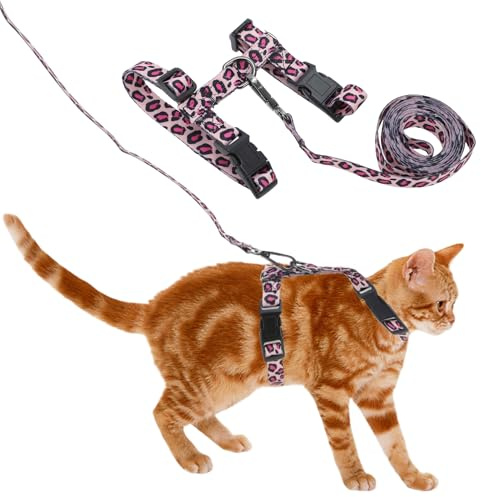 CAPASTEC Arnés Y Correa para Gatos A Prueba De Escape 1 Set Rosa De Nylon