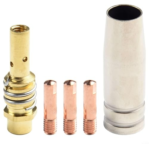 MIG Set di punte di contatto per saldatura, 5 pezzi 15AK con ugello di protezione, diametri 0 6/0 8/0 9/1 0/1 2 mm per varie saldatrici (0,9 mm)