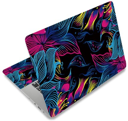 PLIGREAT Autocollant pour Ordinateur Portable 12 15 Pouce Autocollants pour Ordinateur Portable à Motifs Floraux Colorés Décalcomanies Universelles Amovibles en Vinyle pour PC