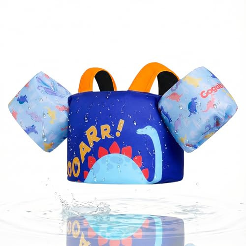 Gogokids Giubbotto di salvataggio per bambini – Comodo aiuto per il nuoto con bracciali per bambini da 1 a 6 anni, 24 – 66 lbs/11 – 30 kg, con fibbia di sicurezza e maniche