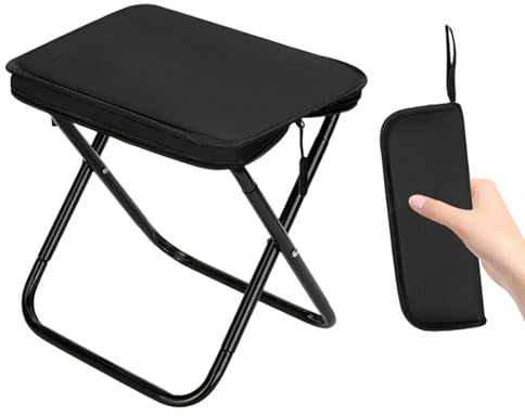 Taburete plegable de 28 x 24 x 28 cm, mini taburete de camping plegable, silla de camping, taburete plegable, silla plegable para exteriores, soporta hasta 130 kg, taburete de pesca ligero para