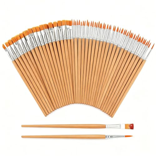 40 Set di Pennelli per Dipingere Fini Piccoli:20 Pennelli Acquerello Professionali Piatti e 20 Pennello Pittura Acrilica Rotondi,Set Pennelli Pittura,Pennello Acquerello Colori Acrilici per Dipingere