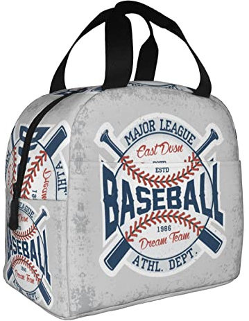 XVBCDFG Bolsas de almuerzo con estampado de béisbol para hombres y mujeres, fiambreras reutilizables aisladas, pequeñas bolsas de almuerzo, fiambreras Bento,