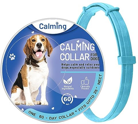 Kyaoayo Beruhigungshalsband für Hunde, Pheromone Beruhigende Halsband bei Angst Stress, Einstellbare für Alle Größen, Sichere Und Wirksam (Blau)
