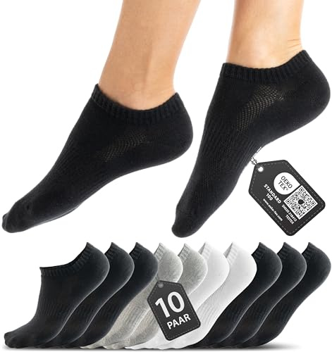 HELDENWERK Calcetines deportivos para hombre y mujer, 10 pares, calcetines cortos para zapatillas con algodón transpirable, juego de calcetines cortos unisex