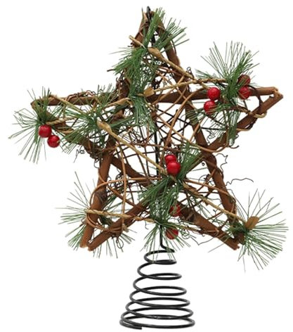 HERZONE Christbaumspitze in Stern-Form - Stern für die Weihnachtsbaum-Spitze - Weihnachtsbaumschmuck - Christbaum-Schmuck aus Kunststoff (A)