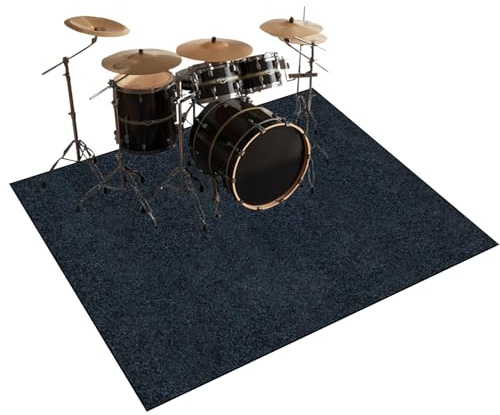 Qesjodfu Schlagzeugteppich 120 x 100 cm Schallschutz Teppich Drum-Teppich Schallschutzmatte Professionelle Drum Teppich Musikinstrumente Bodenmatte rutschfest Schlagzeugteppiche Trommelteppich