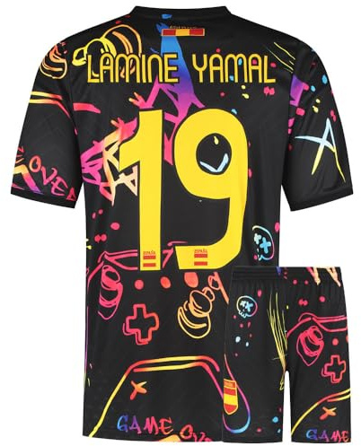 Lamine Yamal Trikot für Kinder und Erwachsene - Spanien Fußball Trikot Set - Gaming - Jungen - Sportsachen - Geschenk - Sport t Shirt - Sportbekleidung - Größe 140