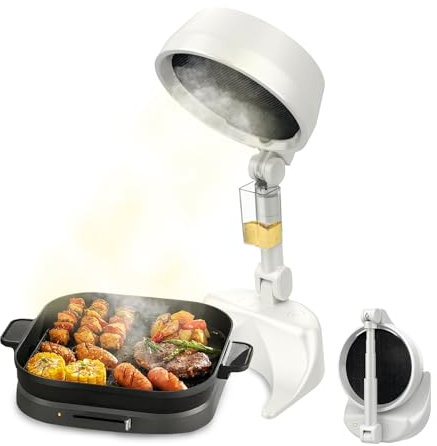 LORESJOY Hotte Portable de Cuisine, Pliable Mini Hotte Aspirante et Purificateur, Hotte de Cuisine de Bureau Ions Négatifs Pour Dortoir, Camping, Barbecue Intérieur, Fondue