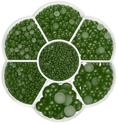 PATIKIL 5645 Piezas de Perlas Planas para Manualidades Verde Oscuro