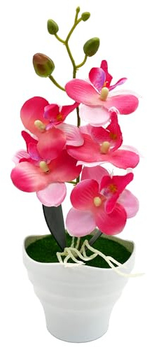 duoyif Artificial Orchid in Pots Height 27cm Orchid Artificial Plants in Pots, Artificial Bonsai Flowers, Fake Orchid for Living Room Bathroom Office Centerpiece (Pink Orchid D)