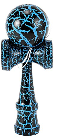 Swiixxer Giocattolo nel Legno Sport all'Aria Aperta Kendama Toy Ball Bambini e Adulti Palla All'Aperto Sport Crepa Legno di Faggio Design Colorato Nero e Blu
