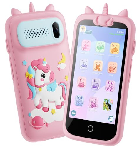 Kids Smart Phone for Girls Toys, 3.97 Touchscreen Kids Cell Phone , Christmas Birthday Gifts for Girls Age 3-12, Toddler Learning Play Toy Phone, 8GB Card Pink