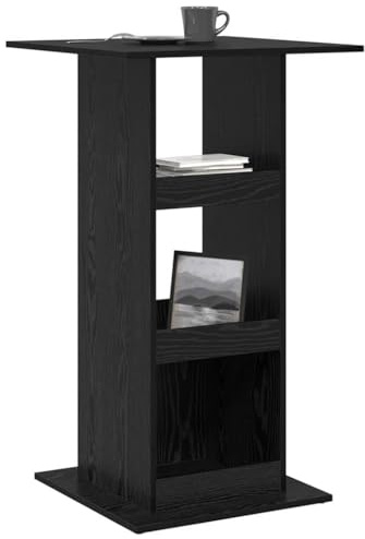 vidaXL Barbord med hylla Svart Ek 60 x 60 x 100 cm Konstruerat trä, Modern rektangulär bardisk, stilfull inomhusmatta, träytan, snygg minimalistisk design för trånga utrymmen