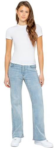989Zé ENZO Womens Wide Leg Stretch Denim Jeans Straight Trousers Casual Cotton Relaxed Fit Baggy Loose Pants with Pockets