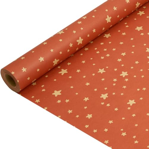Rouleau de papier cadeau kraft : Papier cadeau orange recyclable pour Noël, anniversaires, mariages, Thanksgiving - 43 cm x 15 m