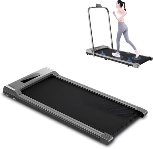 Löpband för hem, 3-i-1 bärbart löpband, vikbar löpband, bärbar gångmaskin, med fjärrkontroll, max upp 100 kg kapacitet, för hem och kontor grå, 121,5 x 50 cm