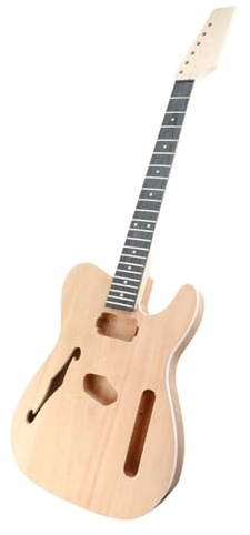 Fesjoy Kit de Guitare électrique DIY inachevé avec Corps en Acajou et Manche en érable pour la Personnalisation et la Personnalisation