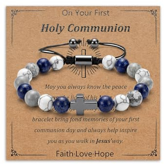 ankbrats Cross Beaded Bracelet Communion Confirmation Gifts for Boys