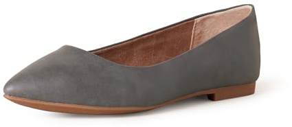 Amazon Essentials Women's Pointed-Toe Ballet Flat, Charcoal, 9