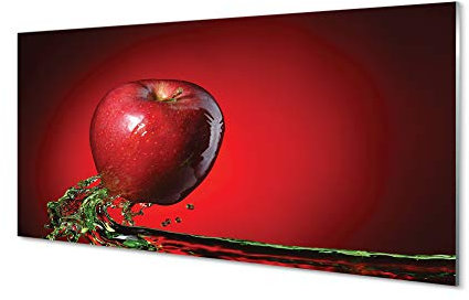 Tulup Glas Bilder 100x50cm Väggbild Bilder Konsttryck Bildglasvägg Tryck frukt - äppel i vatten