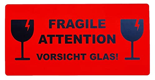 varivendo 50 Fragile Aufkleber - Vorsicht Glas Warnaufkleber für sicheren Versand, Vorsicht zerbrechlich Aufkleber