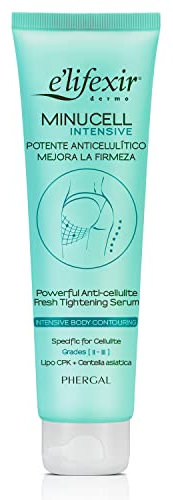Elifexir, Minucell Intensive, Siero Anticellulite Potente, Crema Drenante e Rassodante, Combatte la Cellulite Resistente di Grado II e III, Riduce la Pelle a Buccia d'Arancia, 150 ml