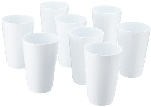 idea-station Plastikbecher 8 x 450 ml - weiß - bruchsichere Trinkbecher mehrweg - stabile Party Becher aus Plastik